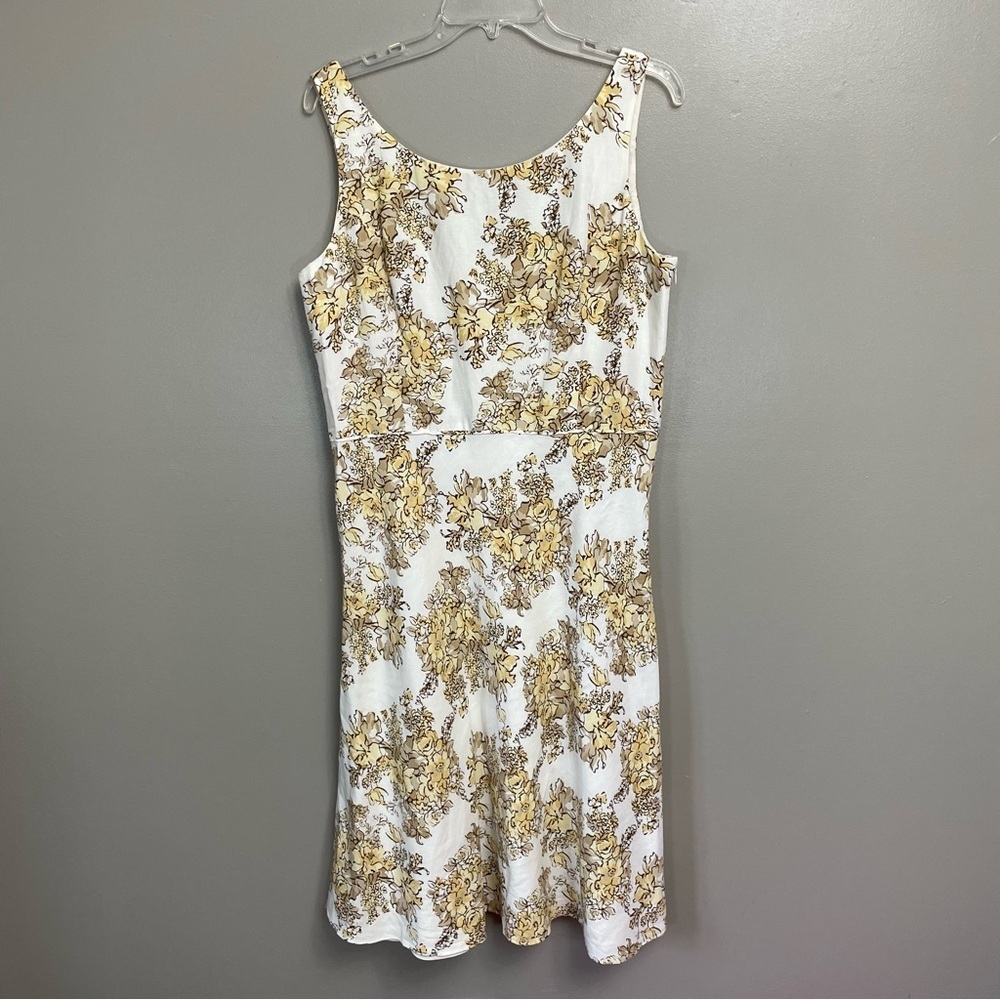 LOFT White & Yellow Floral Midi Dress